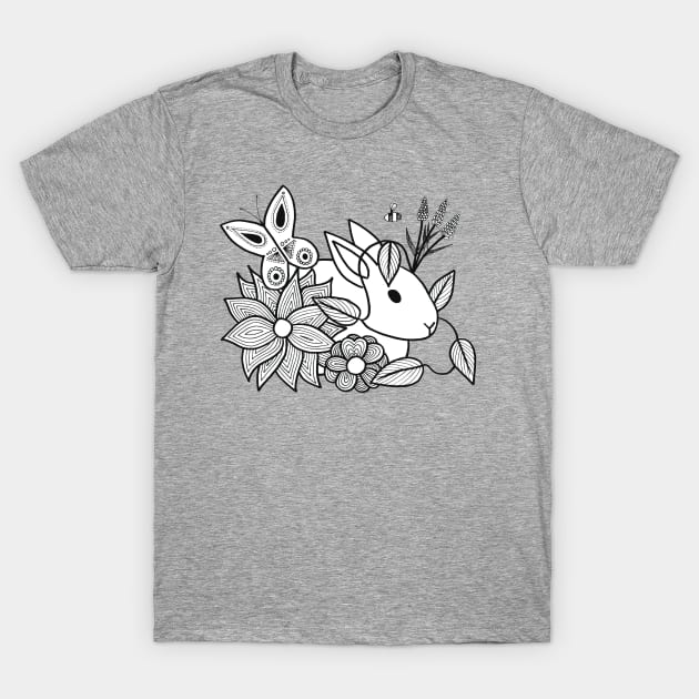 Bunny in the Flowers T-Shirt by calenbundalas